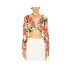 A.L.C. 'Dorian' Orange Crepe Halternekc Top Size 2